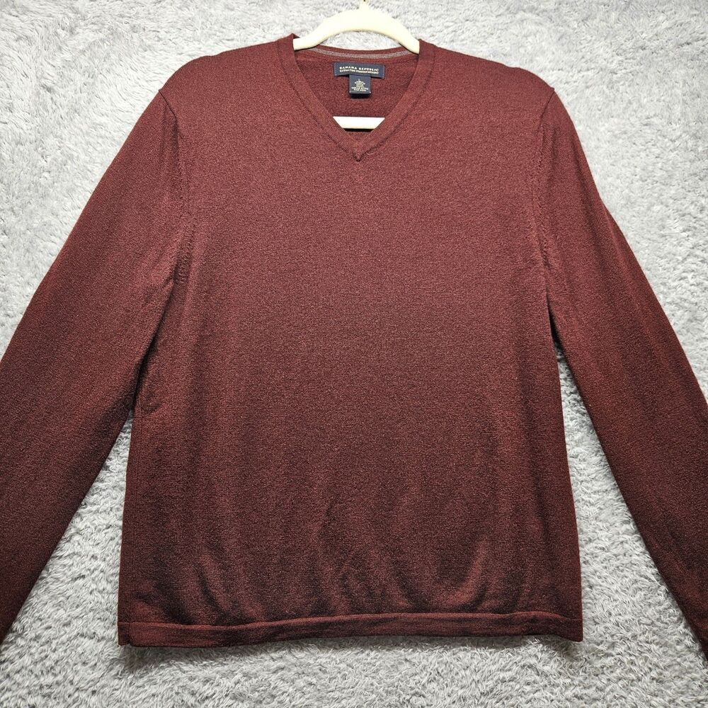 Banana Republic Mens Extra Fine Merino Wool Sweater Red Size Large Pullover